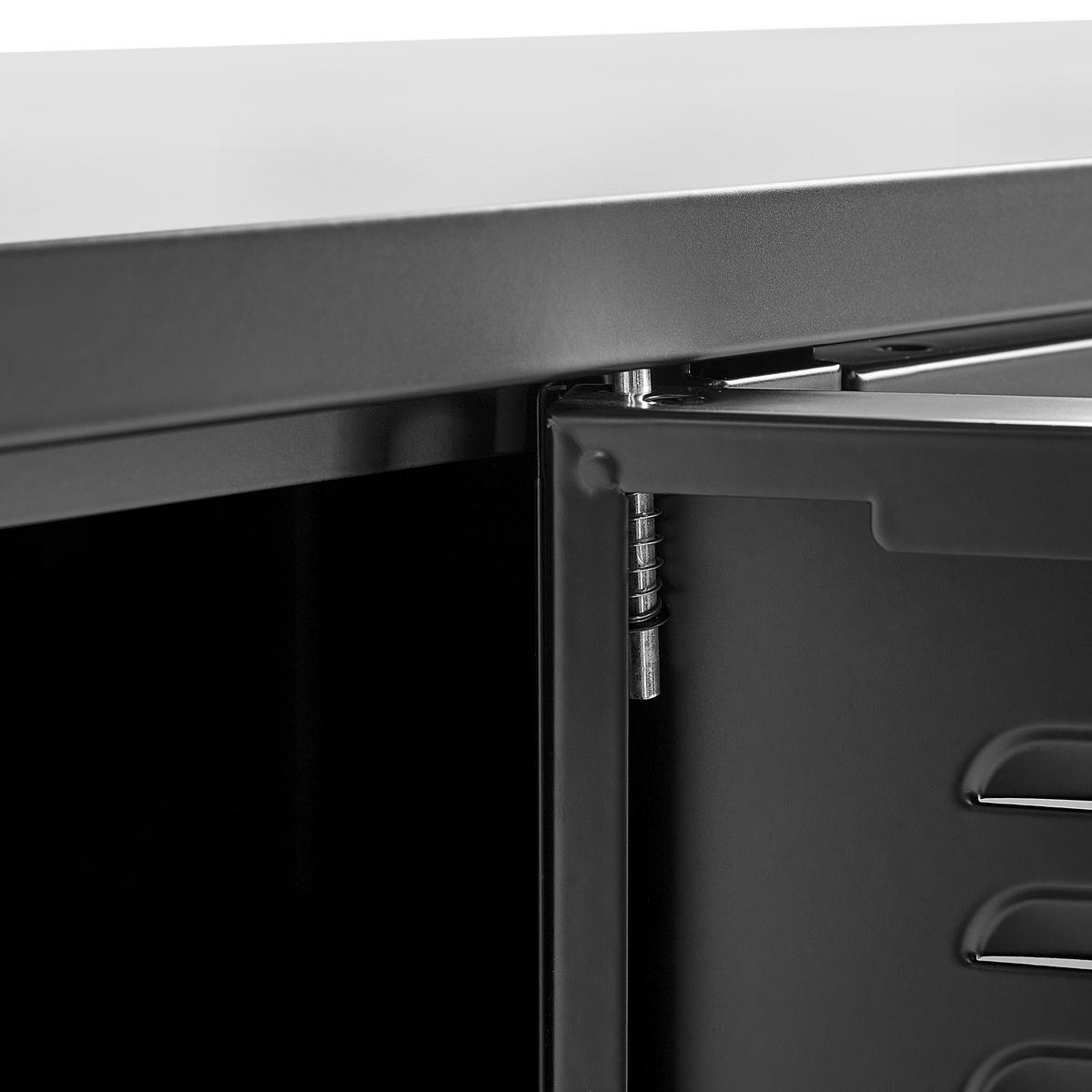 LOWBOARD Metall schwarz 3 Türen Cardiff - Schwarz, Metall (120/60/40cm) - Beliani