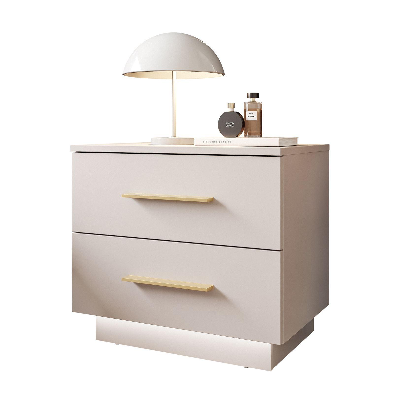 NACHTTISCH LINA KASCHMIR II mit goldenen Mattgriffen - Kaschmir, Holzwerkstoff (55/50/37cm) - Lookway