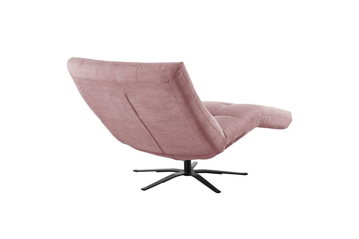 RELAXLIEGE LETICIA Pink Cord Drehbar (360°), Relaxfunktion - Schwarz/Rosa, Textil/Metall (82/115/156cm) - KAWOLA