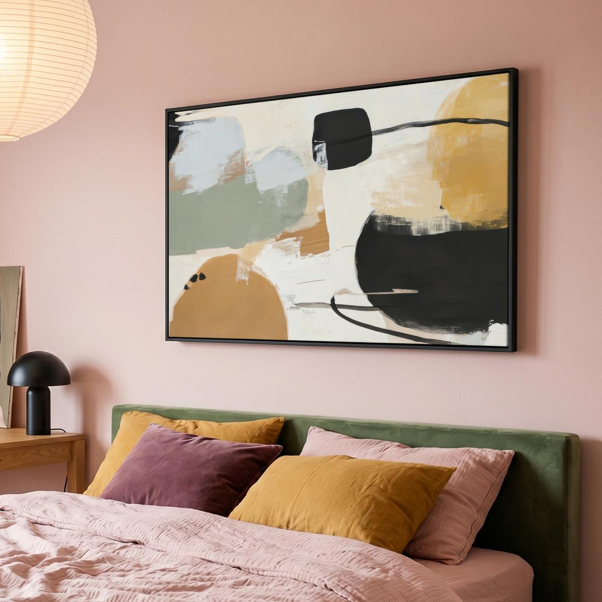 LEINWAND Bilder mit Rahmen - Farbe - Abstrakt - Farben - 120x80 - Currygelb, Textil (120/80cm) - MuchoWow