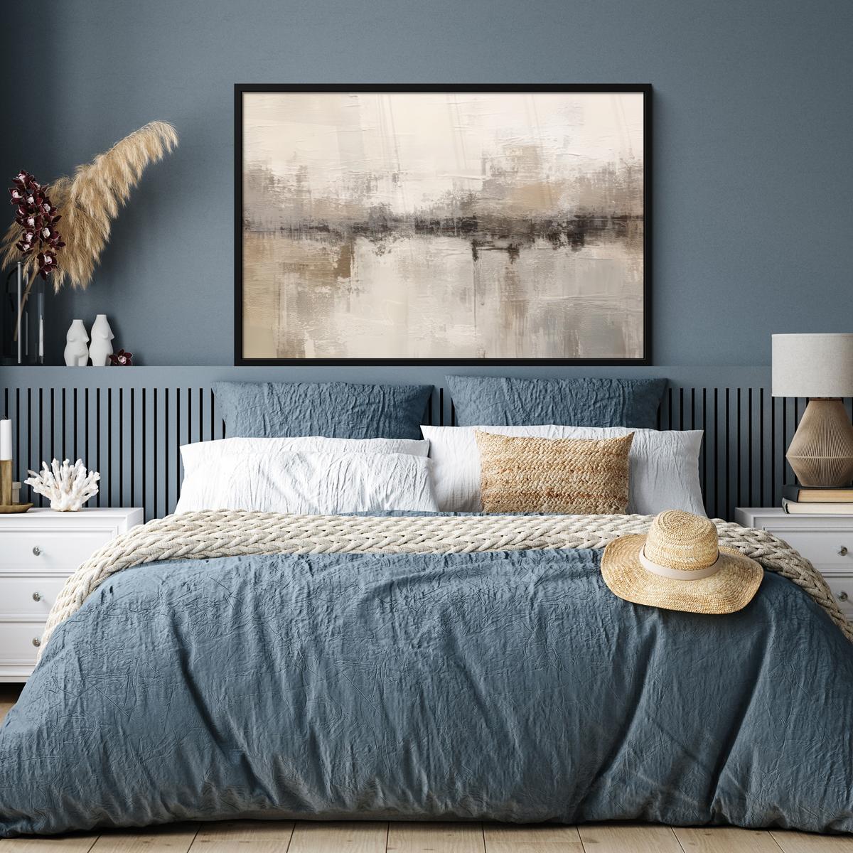 POSTER MIT RAHMENGERAHMTES BILD Moderne Kunst - Abstrakt - Beige 120x80 cm - Beige, Papier (120/80cm) - MuchoWow