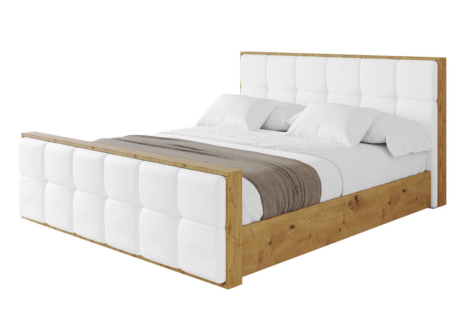 POLSTERBETT mit Bettkasten, Fußteil und Lattenrost, Boxbett ohne Matratze - ENZO7-Z 180x200 - Weiß Hochglanz, Holzwerkstoff/Textil (180/200cm) - ALTDECOR