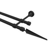 GARDINENSTANGE Primus Lorenzo 120 cm, 2-läufig (ohne Ringe), 16 mm Ø Schwarz - Schwarz, Metall (120cm) - INTERDECO