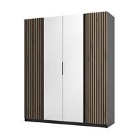 DREHTÜRENSCHRANK CAGLIARI 200/239/61,9cm 4-türig mit Spiegel Schwarz - Goldfarben/Schwarz, Holzwerkstoff (200/239/61.9cm) - MASSENO