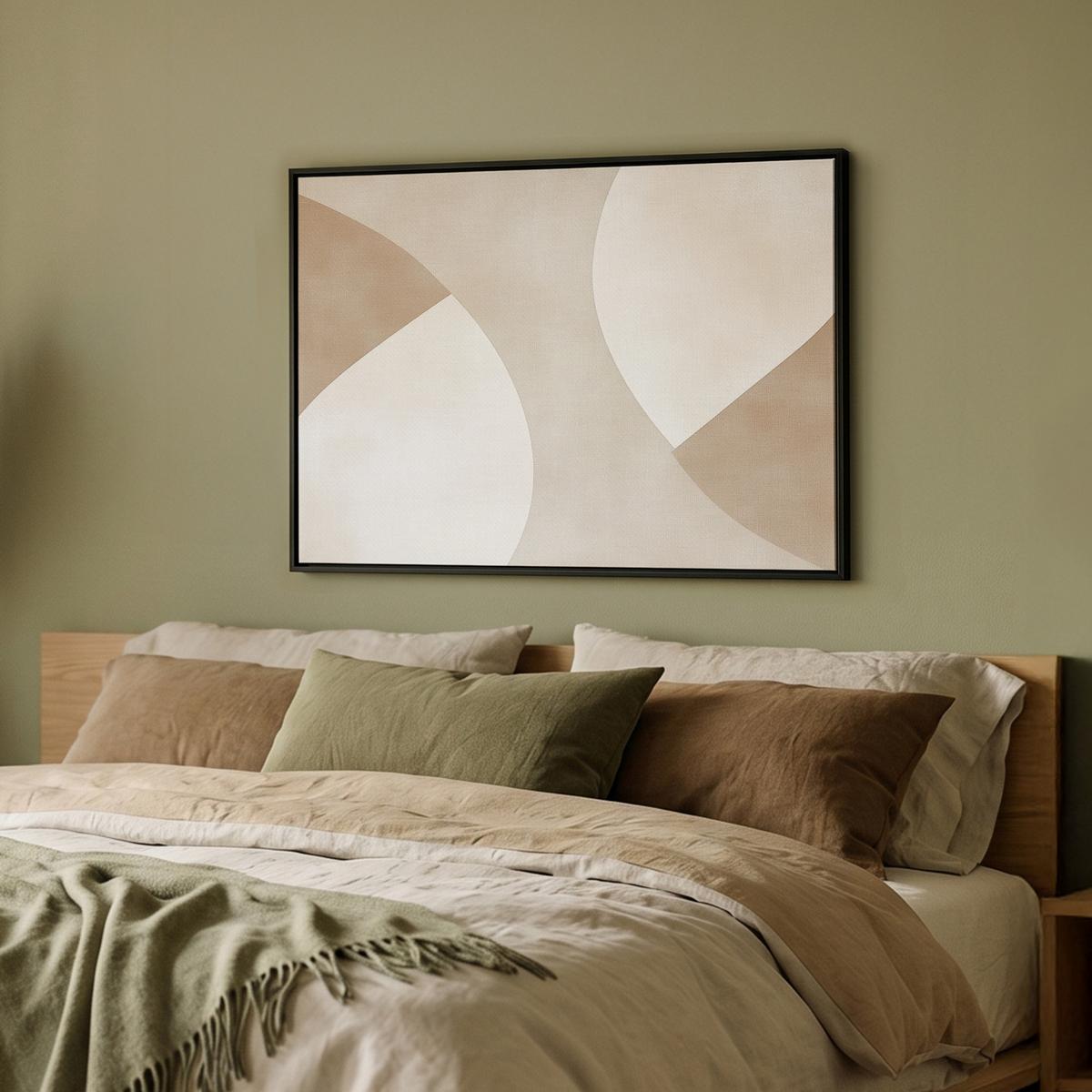 LEINWAND Bilder mit Rahmen - Braun - Japandi - Abstrakt - 80x60 - Sandfarben, Textil (80/60cm) - MuchoWow