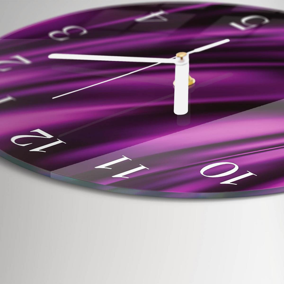 WANDUHR aus Glas Ø30 cm - Abstraktion - Lila, Glas (30/30/0.4cm) - TULUP