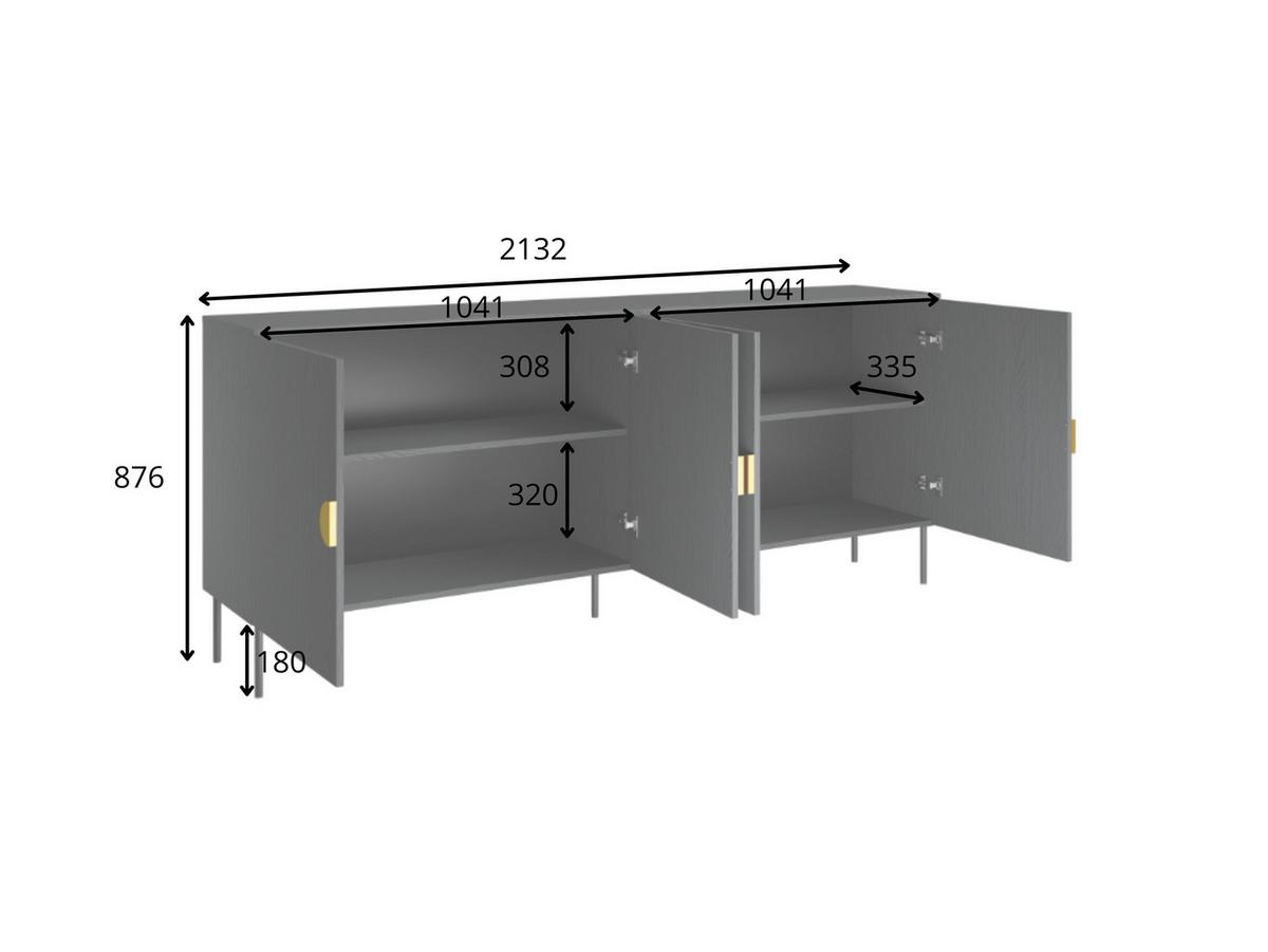 KOMMODE Graphitschwarz 213/87,6/40 - Schwarz, Holzwerkstoff (213/88/40cm) - RAUMHIRSCH FURNITURE