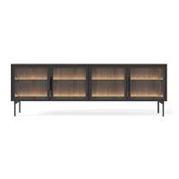 TV-LOWBOARD Lumi mit Glasfronten Eiche Dunin 181 cm - Dunkelbraun/Schwarz, Holzwerkstoff/Metall (181.3/39.3/39.3cm) - Selsey
