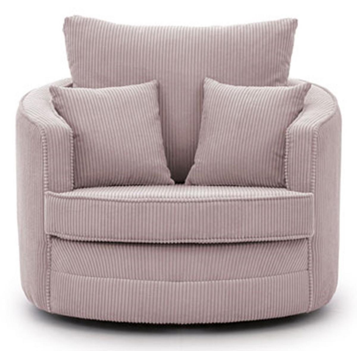 DREHSESSEL Ted aus Puderrosa Cord-Stoff - Pink/Schwarz, Holz/Textil (107/94/100cm) - S-Style Möbel