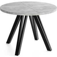 ESSTISCH Ravero runder ausziehbarer, Beton grau 100-140/100/77 cm - Hellgrau/Schwarz, Holz/Holzwerkstoff (100/140/76.5cm) - WFL GROUP