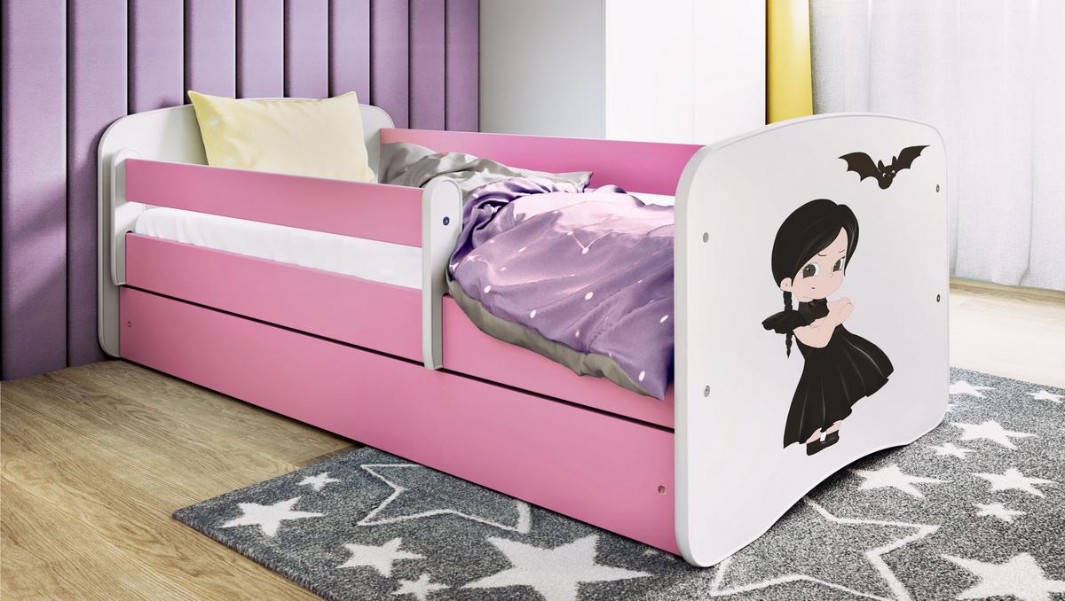 KINDERBETT mit Schublade Mädchen in Schwarz und Matratze 180/80 - Rosa, Holzwerkstoff (80/180cm) - RAUMHIRSCH FURNITURE