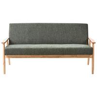 SOFA 3-Sitzer Hellbraun/Grün Esrum - Hellbraun/Grün, Holz/Textil (151/79/72cm) - Beliani