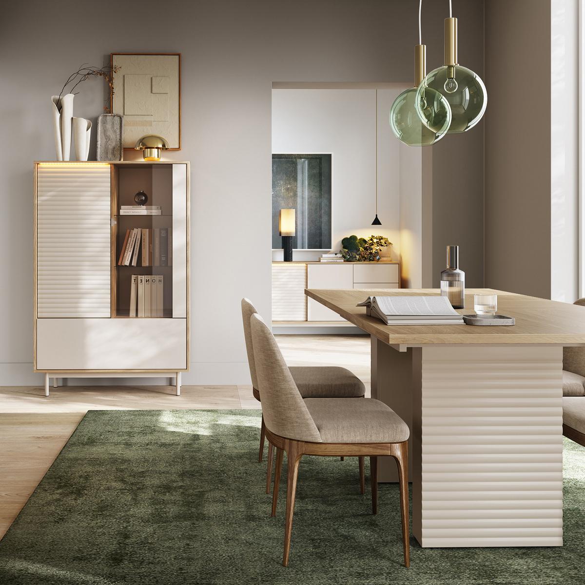 KOMMODE Terra mit 2 Türen und 3 Schubladen, Kaschmir/geölte Eiche - Kaschmir, Holzwerkstoff/Metall (140/77/40cm) - Beautysofa
