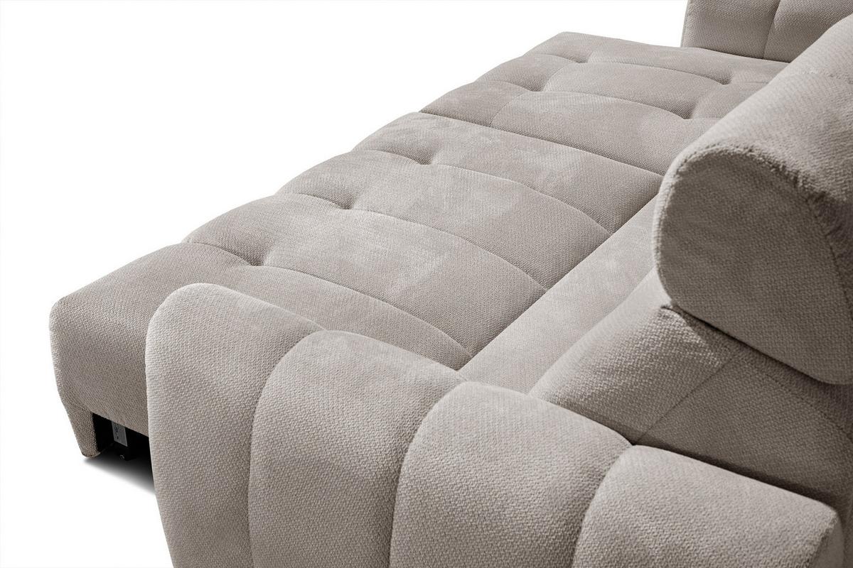 ECKSOFA KIMI 3-Sitzer, ausziehbarer Sitz, verstellbare Kopfstützen, beige - Beige/Schwarz, Holzwerkstoff/Textil (270/160cm) - Wozimo