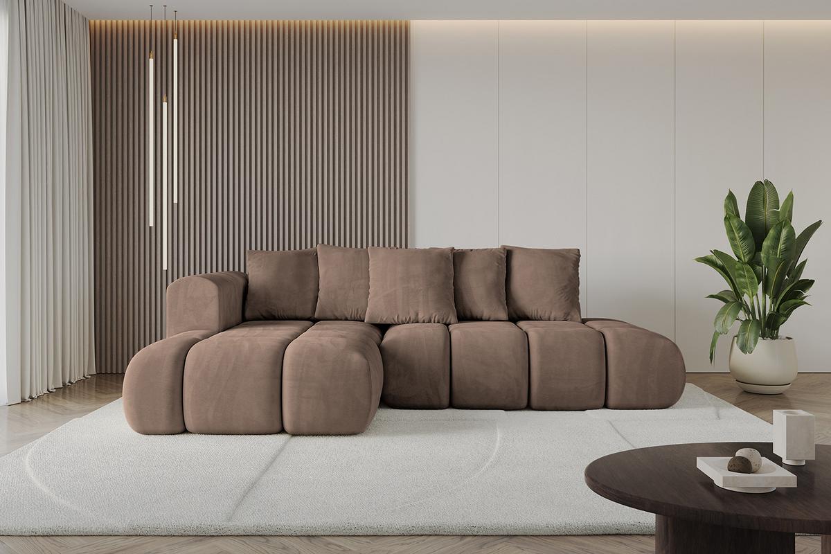 ECKSOFA Ottomane Links CLOUD-L-v1 280x185x90 Braun Velours - Braun, Holzwerkstoff/Kunststoff (180/289cm) - ALTDECOR