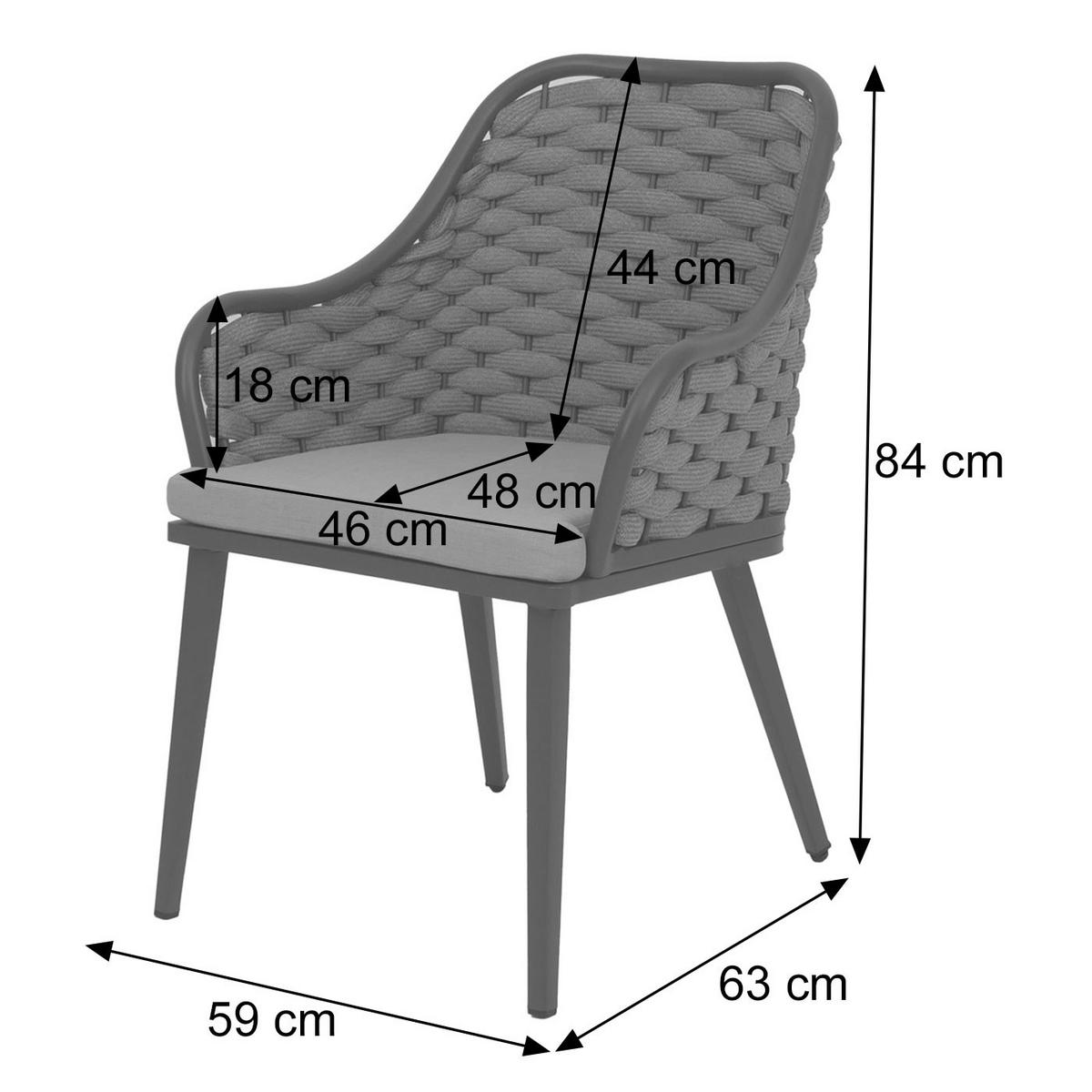 GARTENSTUHL Anthrazit, Hellgrau - Anthrazit/Hellgrau, Textil (59/84/63cm) - MCW