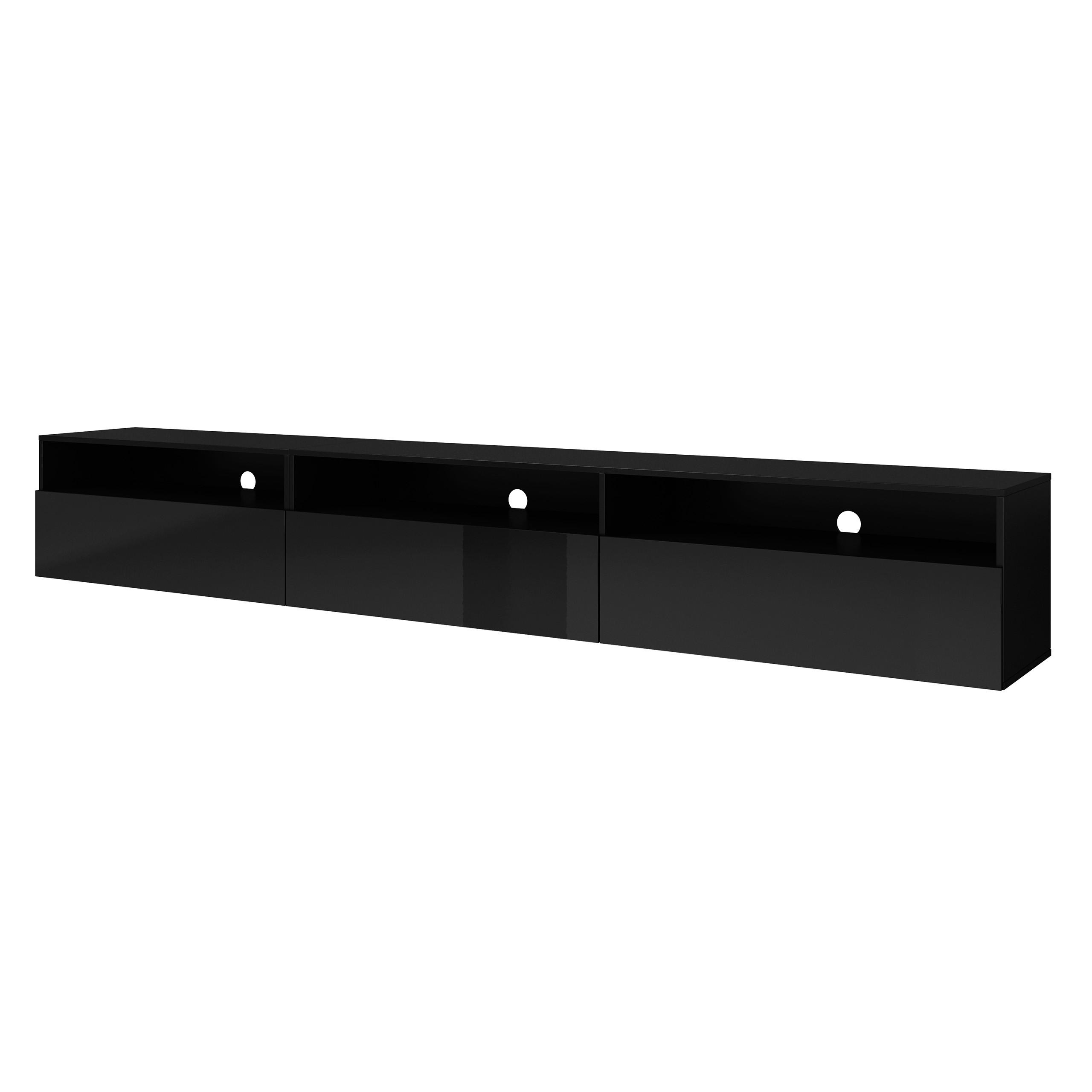 LOWBOARD ATENEO 270x41x40 cm mit 3 Türen Schwarz - Schwarz, Holzwerkstoff (270/40/41cm) - MASSENO