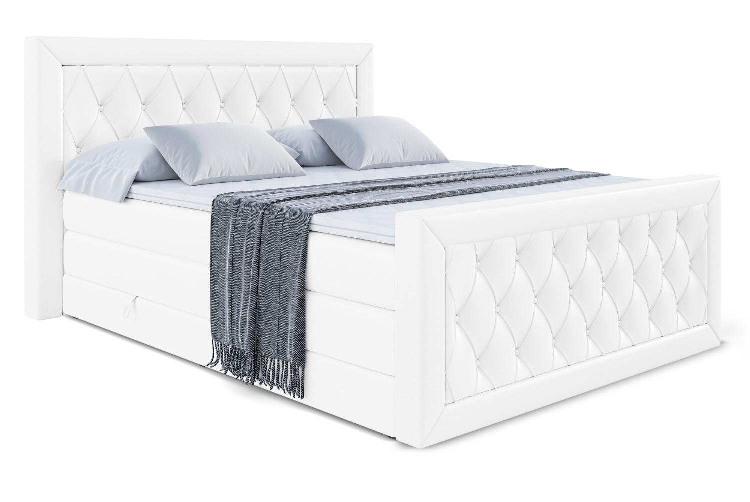 BOXSPRINGBETT NOEL-Z KING - 120 x 200 - H3/H4 - Weiß Hochglanz - Weiß Hochglanz, Holzwerkstoff (120/200cm) - ALTDECOR