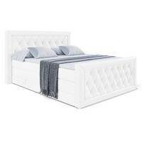 BOXSPRINGBETT NOEL-Z KING - 120 x 200 - H3/H4 - Weiß Hochglanz - Weiß Hochglanz, Holzwerkstoff (120/200cm) - ALTDECOR