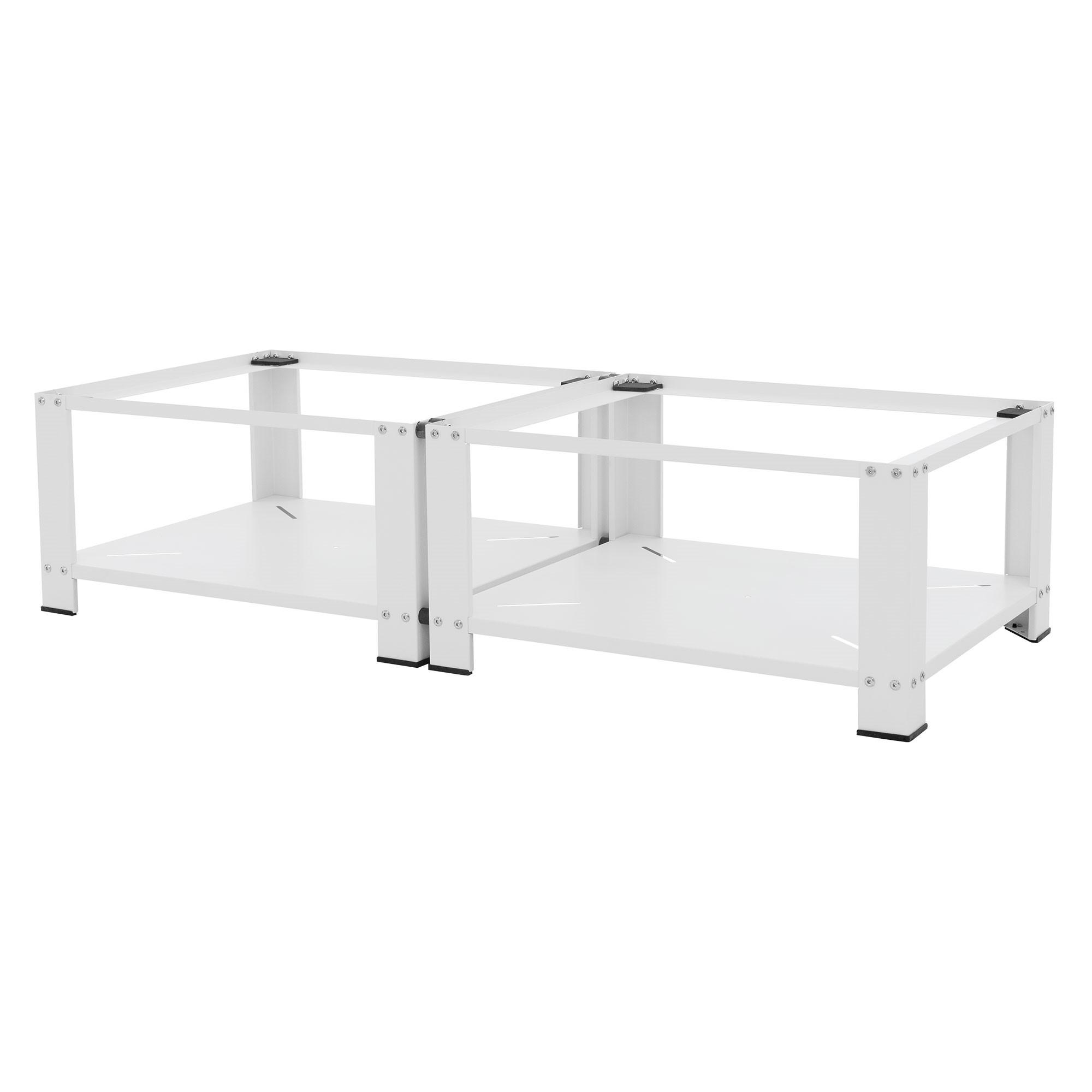 DOPPEL WASCHMASCHINEN UNTERGESTELL mit 2 Ablagen Weiß 128x54 cm aus Stahl - Weiß, Metall (128/32/54cm) - ML-DESIGN