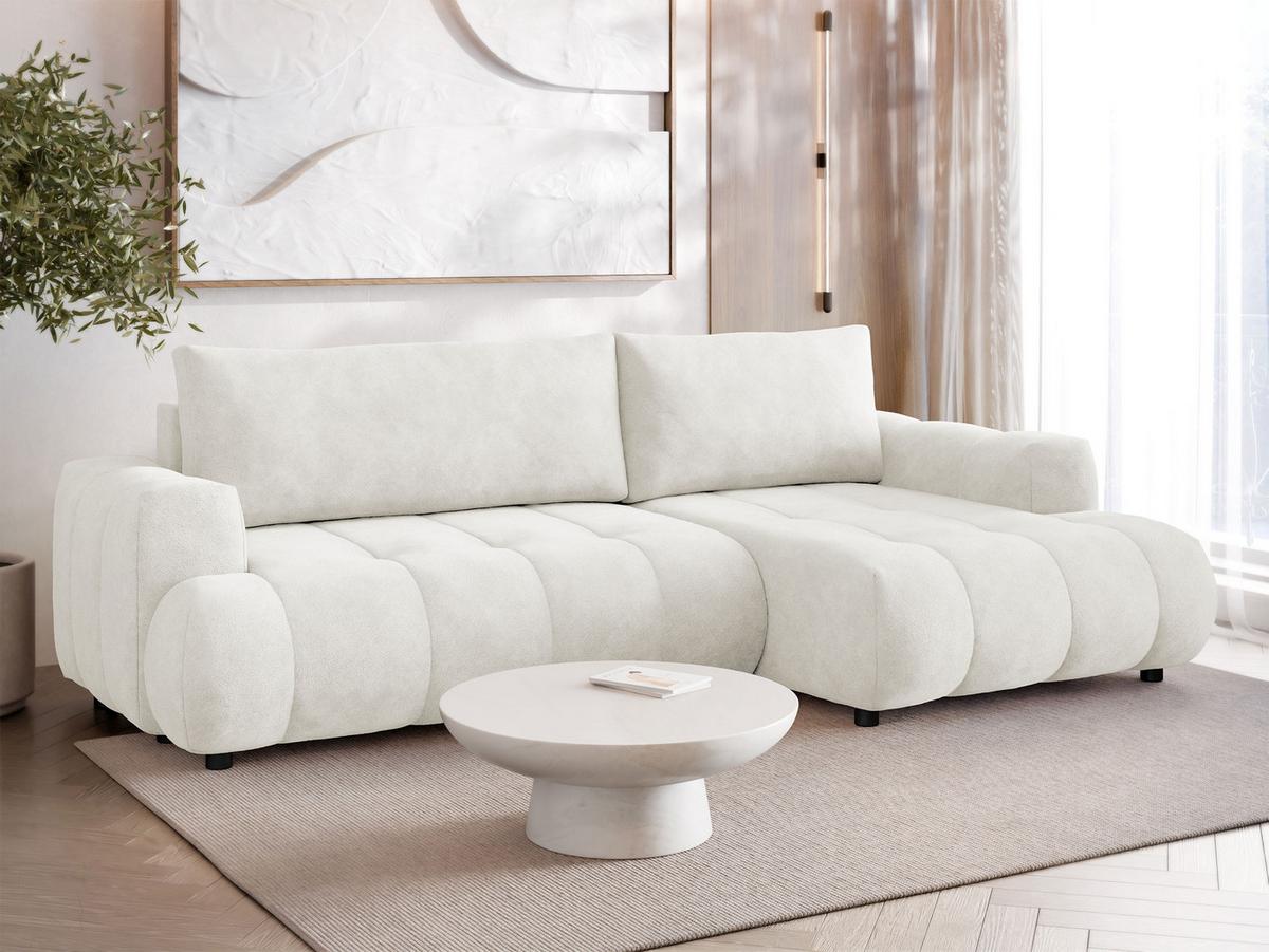 ECKSOFA Haiti, Seite: Rechts 2R+LC - Creme/Schwarz, Holz/Textil (276/156cm) - MIRJAN24