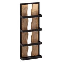 WANDREGAL Mango Massivholz Metall Industrial Stil 30x80x10 cm Rechteckig mit 4 Ablagen und Wellenmuster - Braun, Holz (80/30/10cm) - KADIMA DESIGN