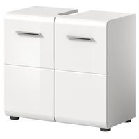 WASCHBECKENUNTERSCHRANK weiß Hochglanz, Badezimmer Unterschrank 60 cm - Weiß Hochglanz/Silberfarben, Holzwerkstoff/Kunststoff (60/54/30cm) - Inn.Furn