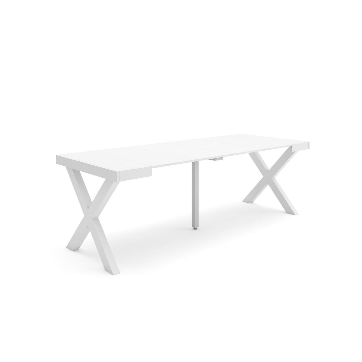 KONSOLENTISCH ausziehbar 58 bis 222cm, für 10 Gäste, weiß, 90/58/73cm - Weiß, Holzwerkstoff (90/222/73cm) - Skraut Home