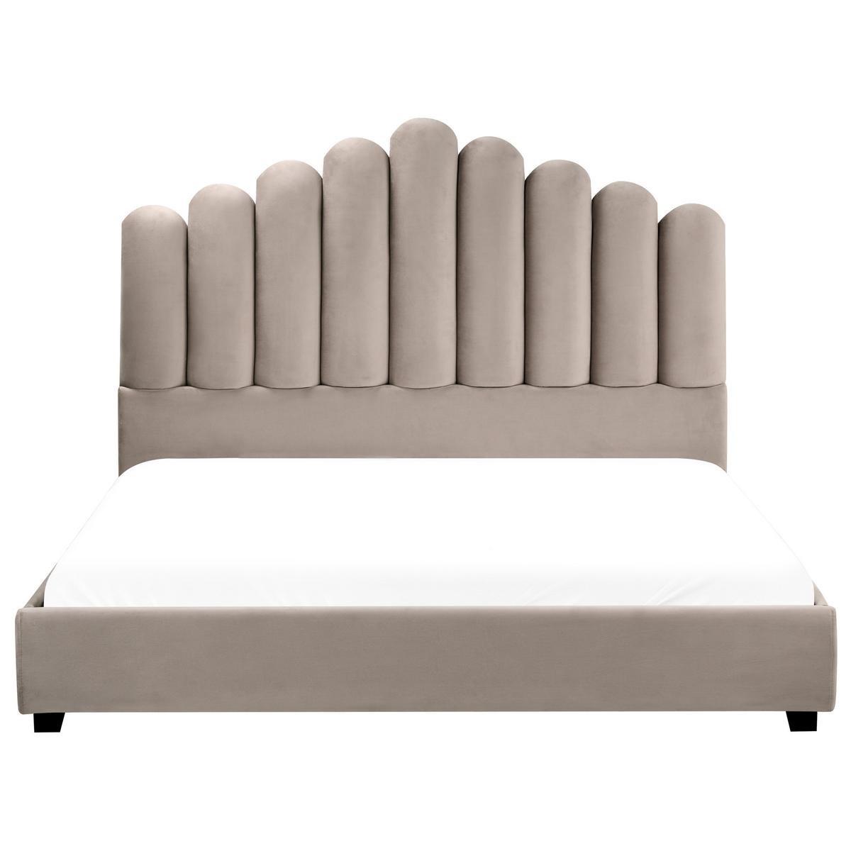 BETT mit Lattenrost 160/200 cm Taupe Vincennes - Taupe/Schwarz, Textil (160/200cm) - Beliani