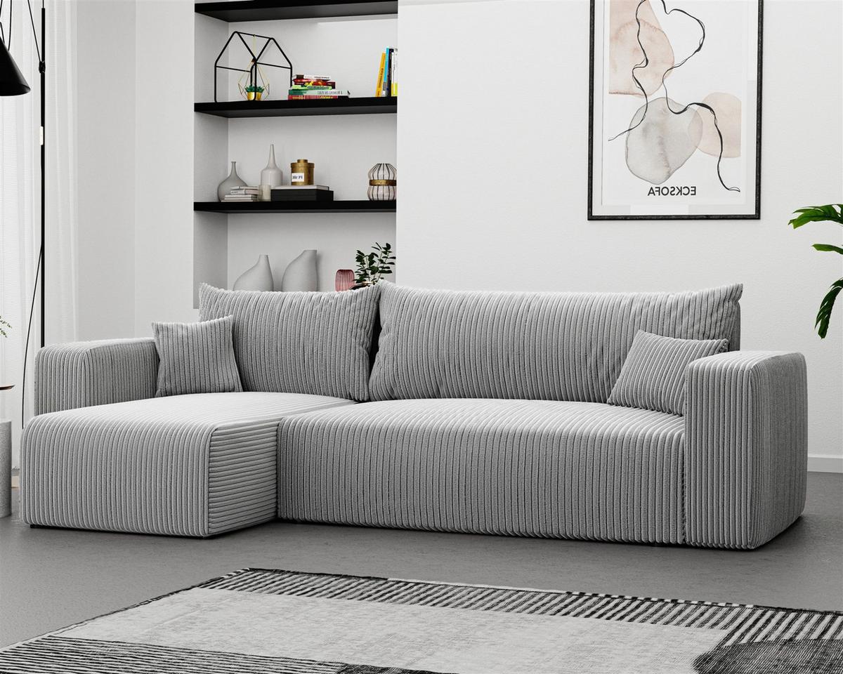 ECKSOFA Luna Mit Schlaffunktion - Hellgrau, Holzwerkstoff/Textil (248/145cm) - Fun Möbel