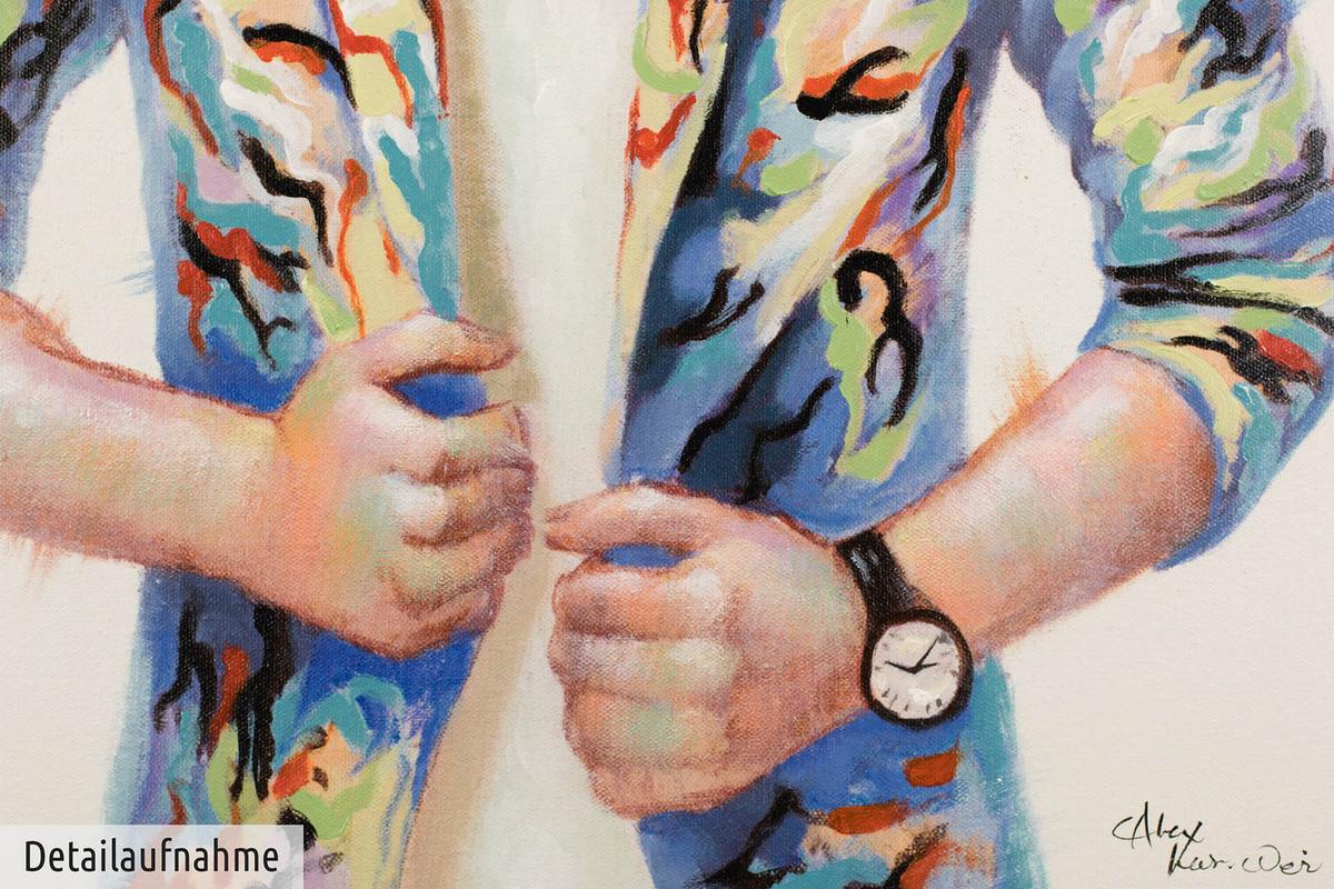 ACRYLBILD HANDGEMALT 60/90 cm - Blau/Gelb, Holz/Textil (60/90cm) - KUNSTLOFT