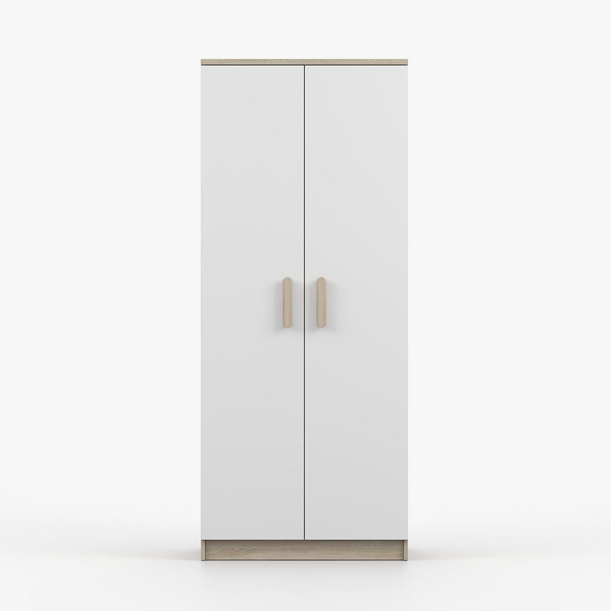 DREHTÜRENSCHRANK 80/192/50 cm 2-türig Jonas III 06 Sonoma Eiche/Weiß + sonomaeichefarbene Griffe - Weiß/Sonoma Eiche, Holz/Holzwerkstoff (80/192/50cm) - imoebel24