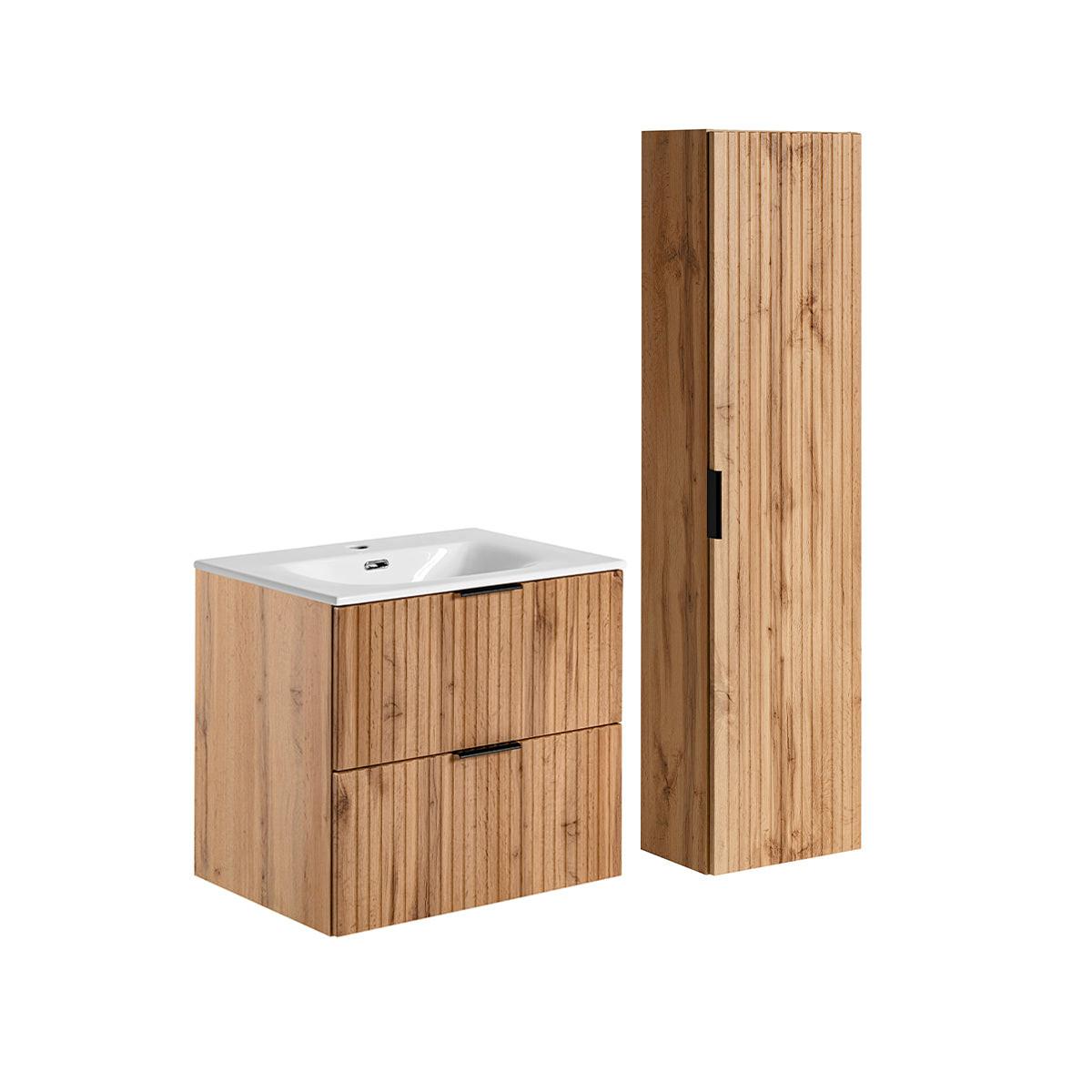 BADMÖBEL 60.2cm Adriel 2er-Set Holz - Braun, Holzwerkstoff (60.2/57/46cm) - Petits-meubles