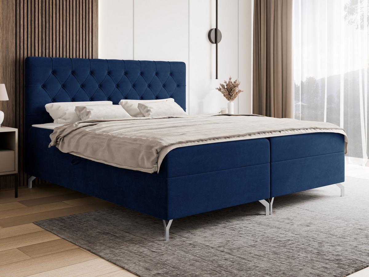 BOXBETT Guilette - H3 - Silberfarben/Dunkelblau, Holz/Holzwerkstoff (160/200cm) - MIRJAN24