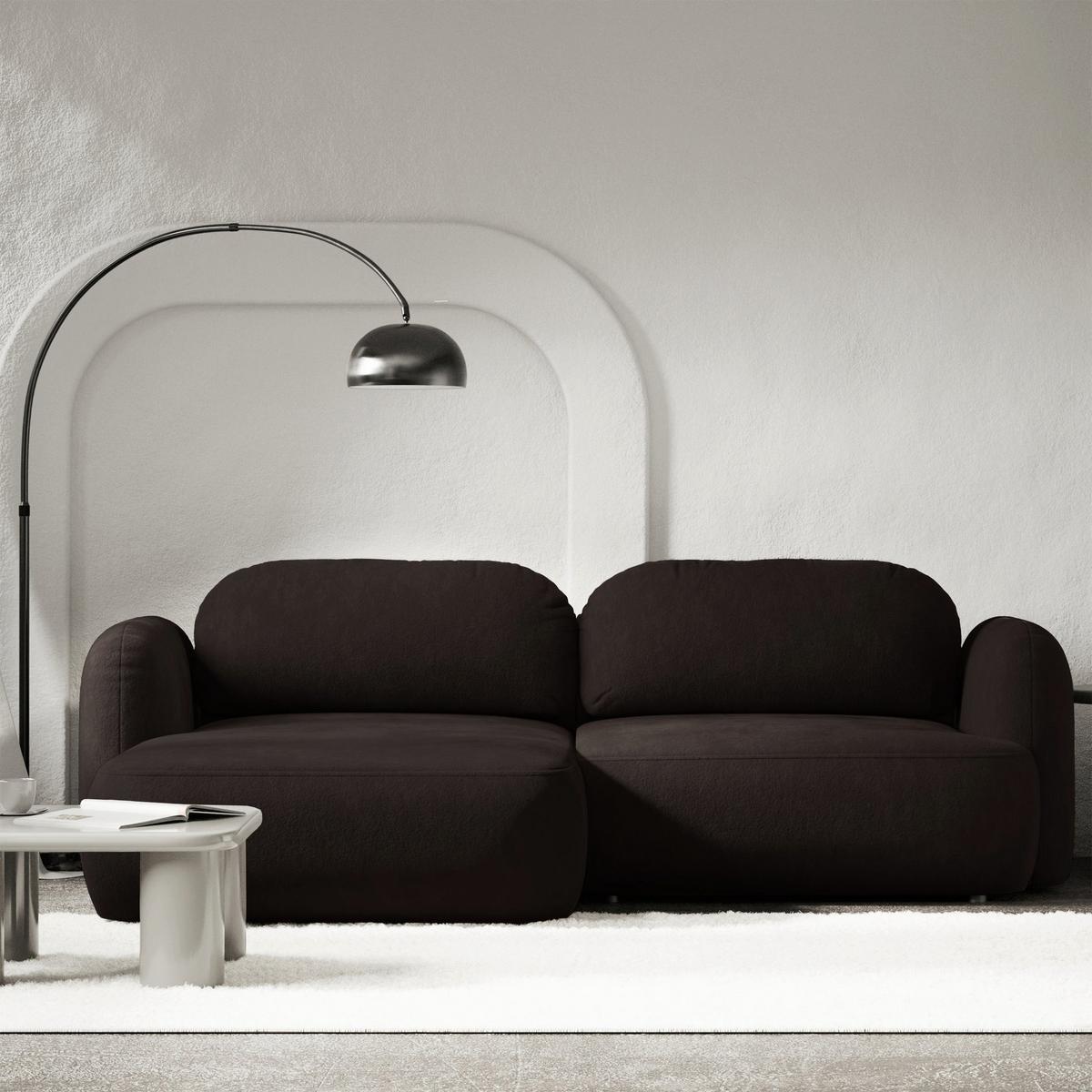 ECKSOFA Tvoya braunes Chenille - Schwarz/Braun, Kunststoff/Textil (267/175cm) - Selsey
