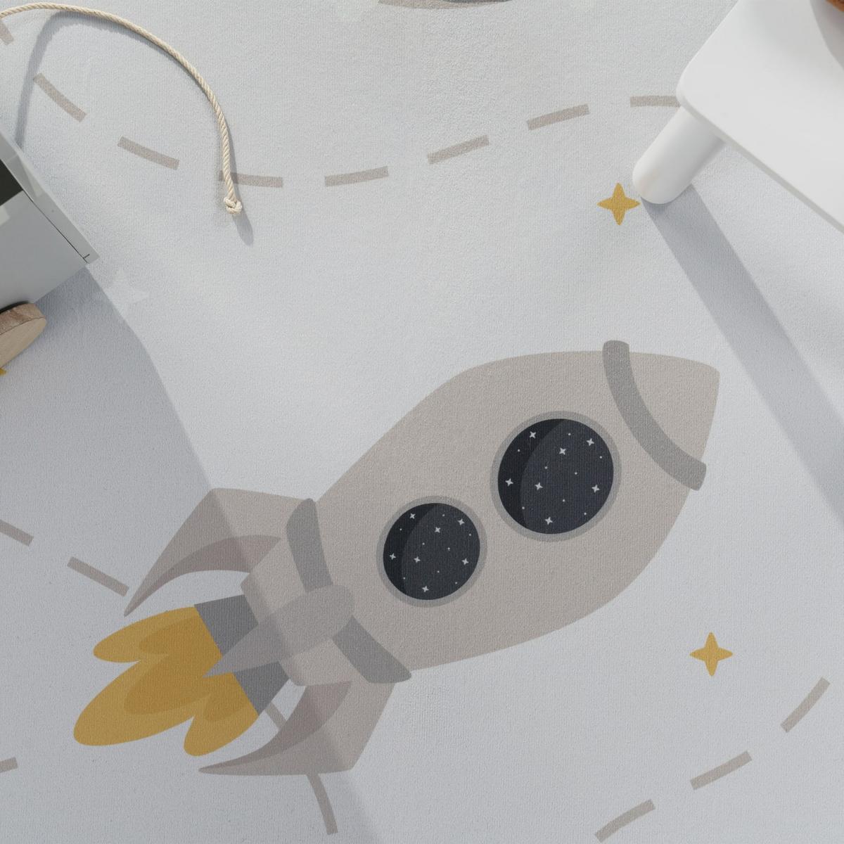 KINDERTEPPICH Waschbar, mit Raketen-Motiv, Creme, 140 x 200 cm - Creme, Textil (200/140cm) - KADIMA DESIGN