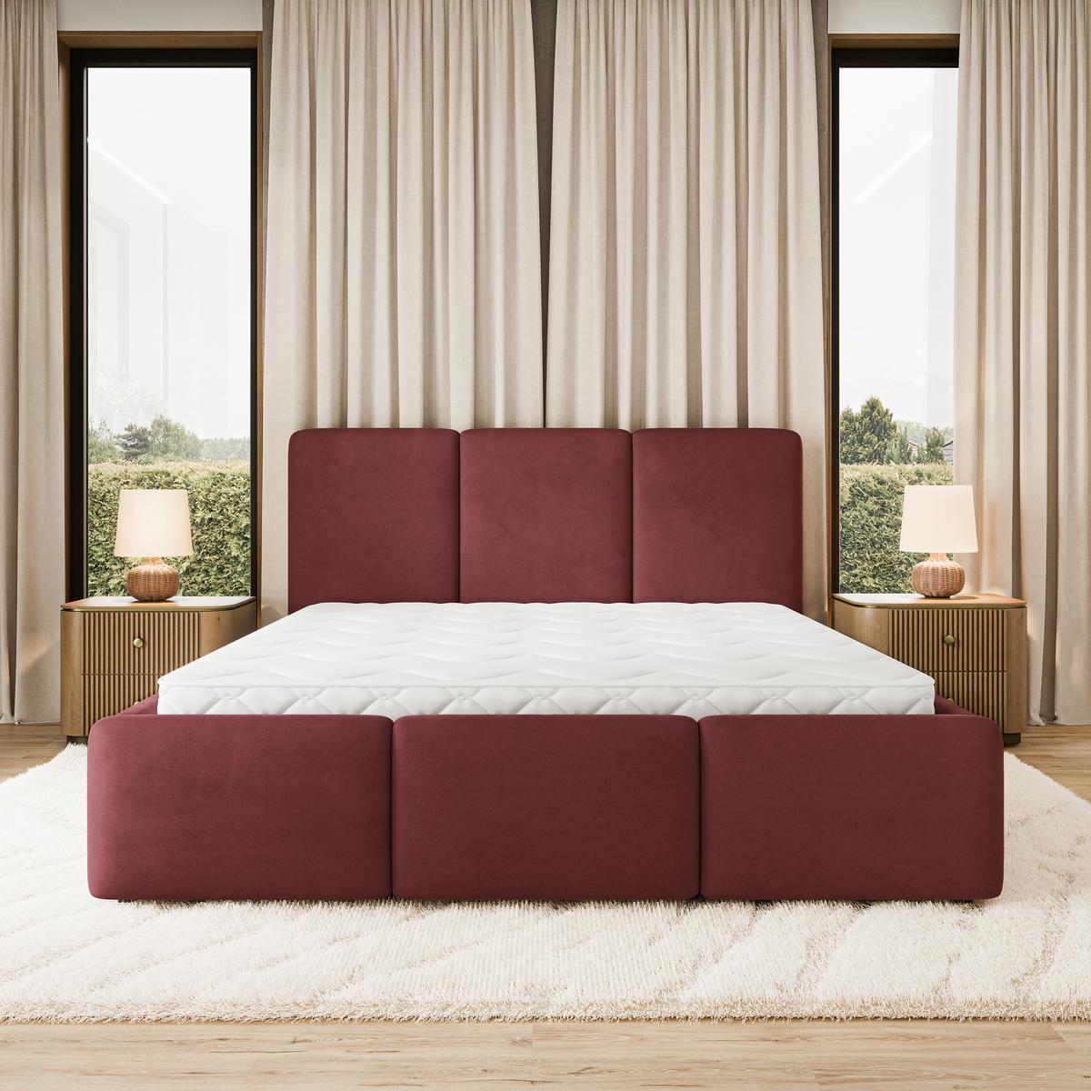 POLSTERBETT MORENA MGV 160x200 cm mit Bettkästen - Rot - Rot, Holz (160/200cm) - MASSENO