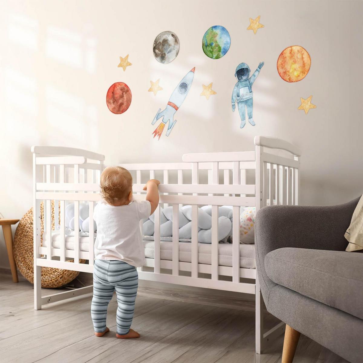 WANDAUFKLEBER 100x178cm - Planeten-Astronaut - Multicolor, Kunststoff (100/178/0.1cm) - Wallfluent