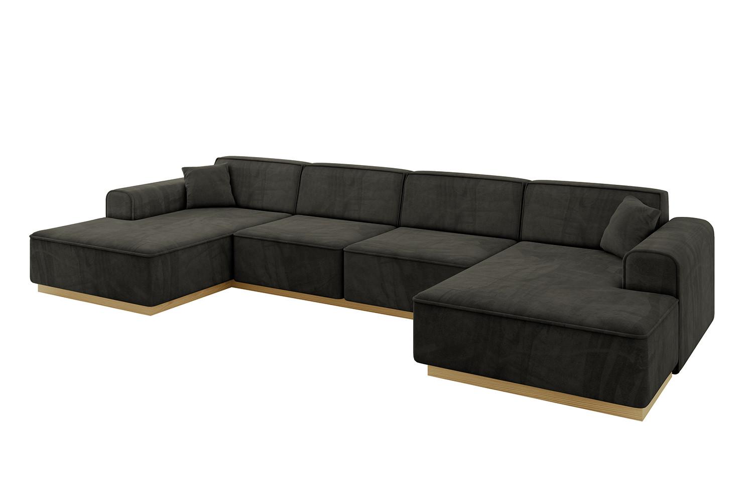 WOHNLANDSCHAFT IREA-U2-v2 - 386x165x80 cm Schwarz - Schwarz, Holzwerkstoff/Textil (386/80/165cm) - ALTDECOR