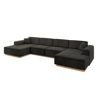 WOHNLANDSCHAFT IREA-U2-v2 - 386x165x80 cm Schwarz - Schwarz, Holzwerkstoff/Textil (386/80/165cm) - ALTDECOR