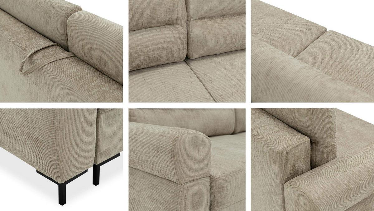 ECKSOFA Berne - Blaugrau/Schwarz, Holz/Kunststoff (258/170cm) - MIRJAN24
