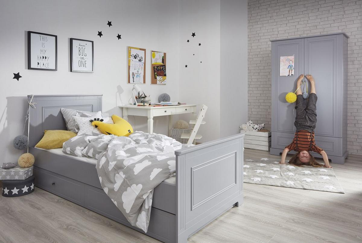 KINDERKLEIDERSCHRANK Ines, 2-türig – ideal für das Kinderzimmer Grau - Grau, Holzwerkstoff (102/193/51cm) - RAUMHIRSCH FURNITURE