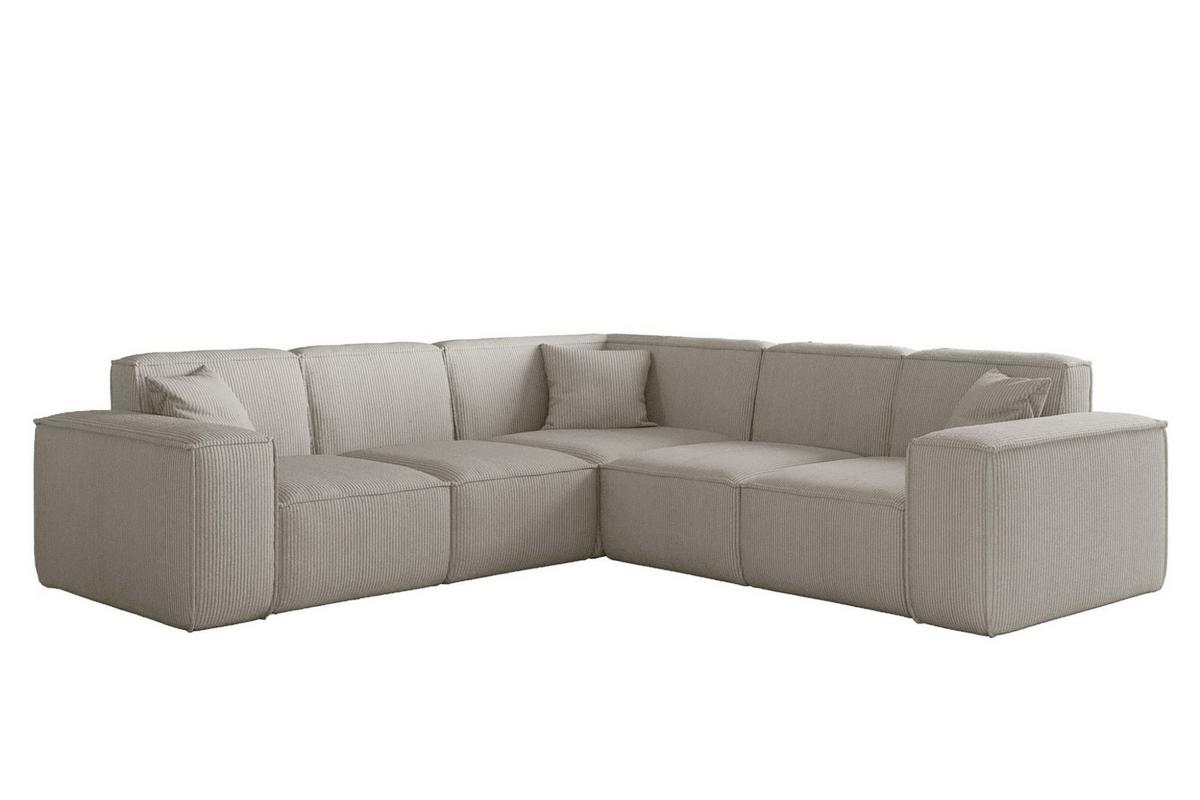 SOFA Celes Premium Stoff Scala - Hellgrau, Holzwerkstoff/Textil (246/246cm) - Fun Möbel