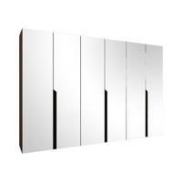 DREHTÜRENSCHRANK Mila III 300 - Nussbaumfarben/Schwarz, Holzwerkstoff/Kunststoff (300/202/52cm) - MIRJAN24