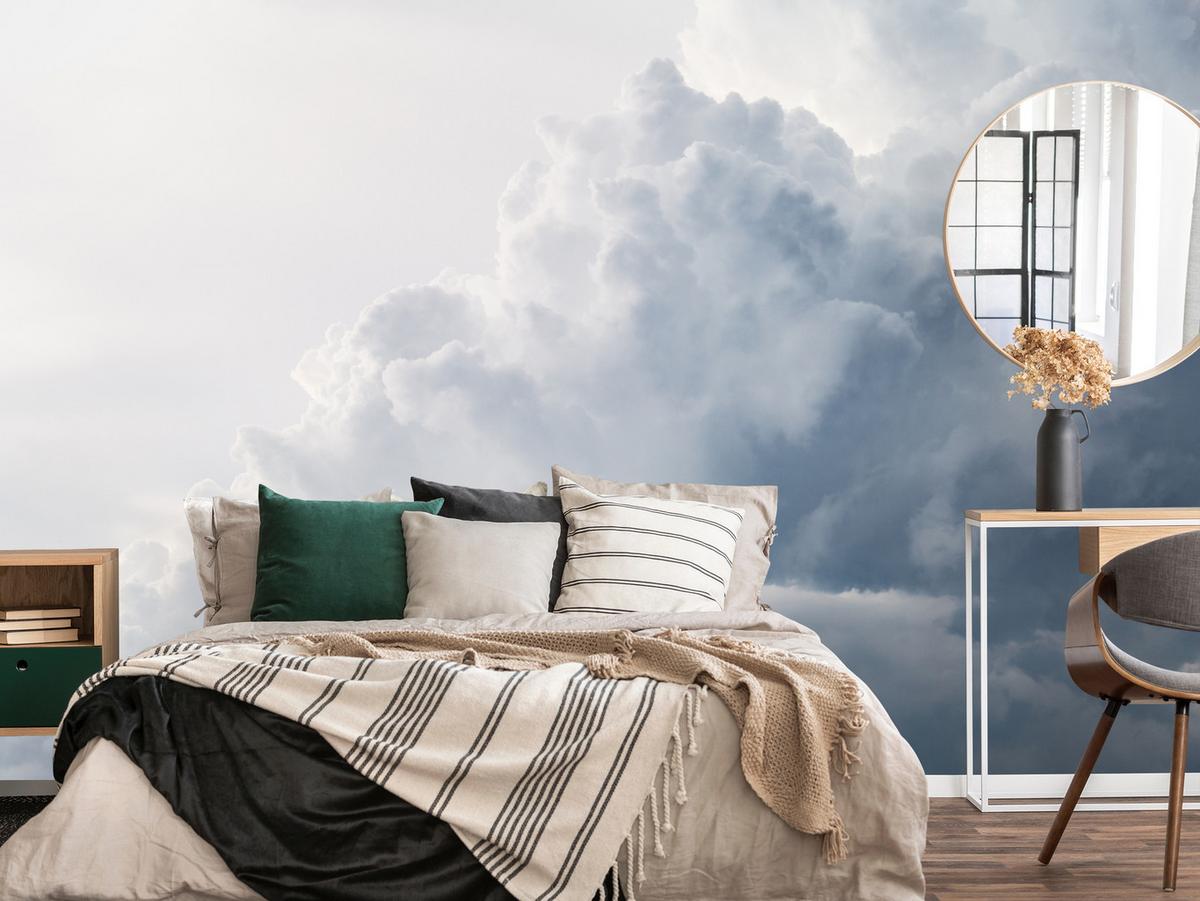 FOTOTAPETE für Schlafzimmer Regenschwül Himmel Wolken Sturm 400x280 - Weiß, Papier (400/280cm) - Muralo