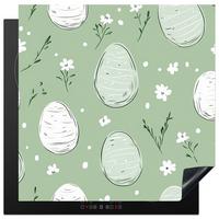 HERDABDECKPLATTE Grün - Eier - Muster Induktionsmatte 78x78 cm - Waldgrün, Kunststoff (78/78/0.2cm) - MuchoWow