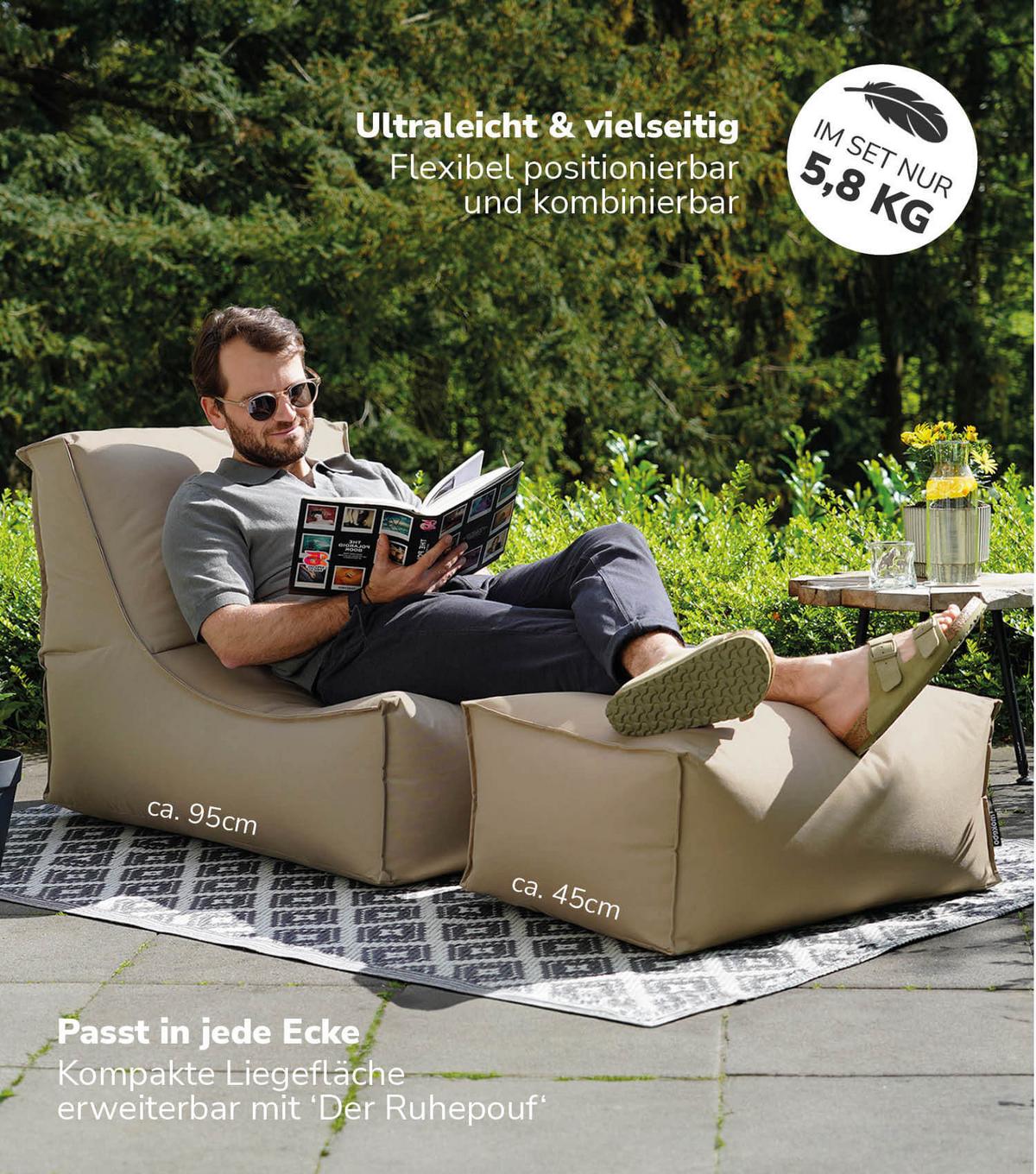 OUTDOOR SITZSACK Der Sundowner - Cappuccino, Textil (60/65/95cm) - Mokebo