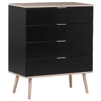 KOMMODE 4 Schubladen schwarz/heller Holzfarbton Walpi - Hellbraun/Schwarz, Holzwerkstoff (79/93/40cm) - Beliani