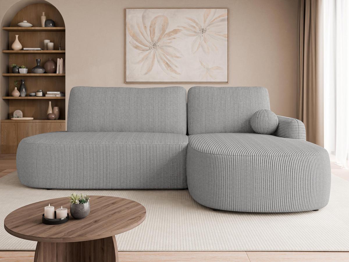 ECKSOFA Loridu O Cord, Seite: Rechts - Schwarz/Grau, Holz/Kunststoff (274/174cm) - MIRJAN24