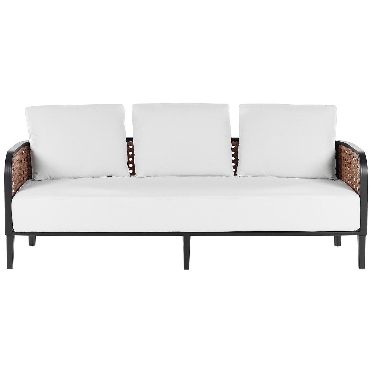 LOUNGE SET 5-Sitzer Aluminium schwarz Auflagen weiß Montefalco - Creme, Metall - Beliani